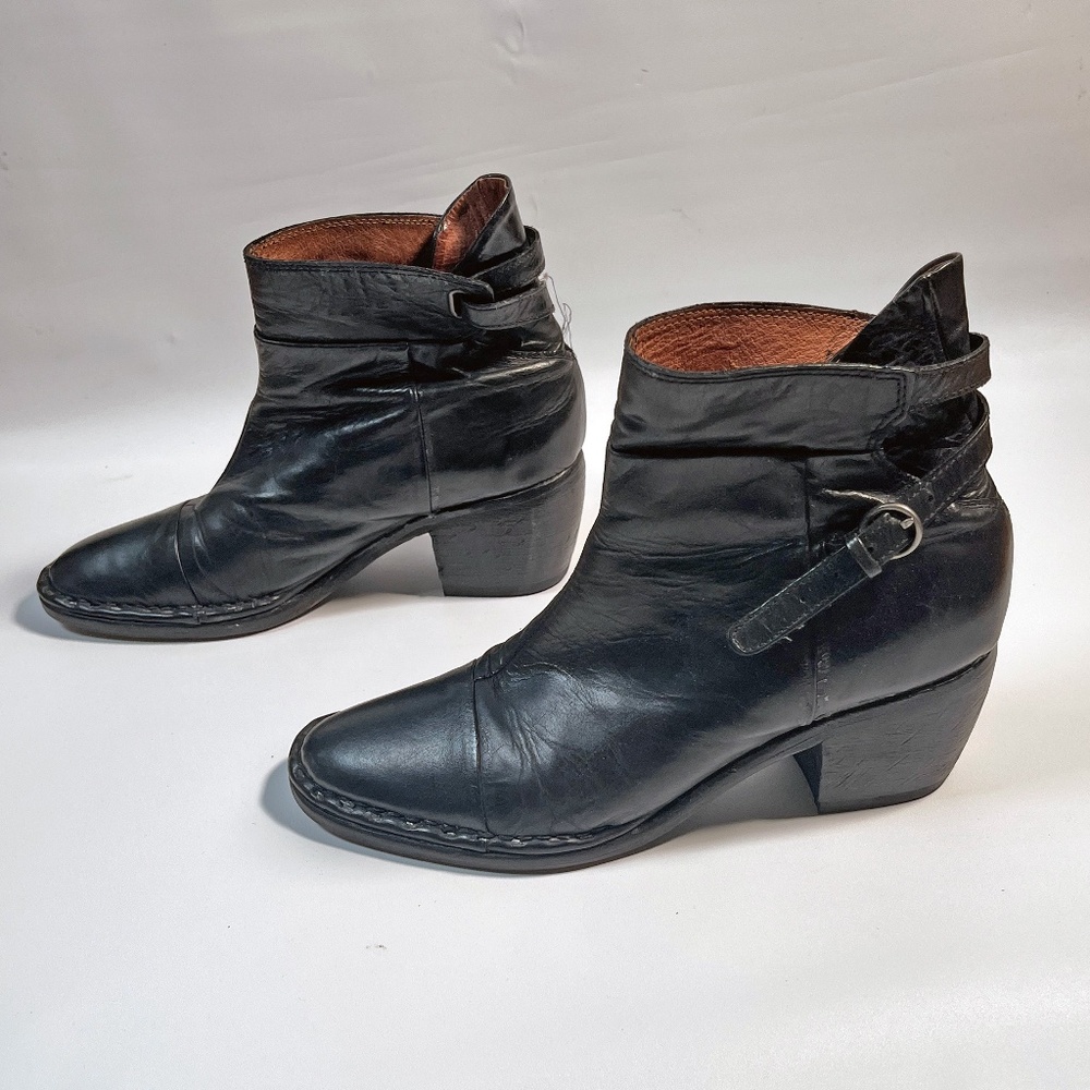 All Saints Black Leather Ankle Boots Size 40